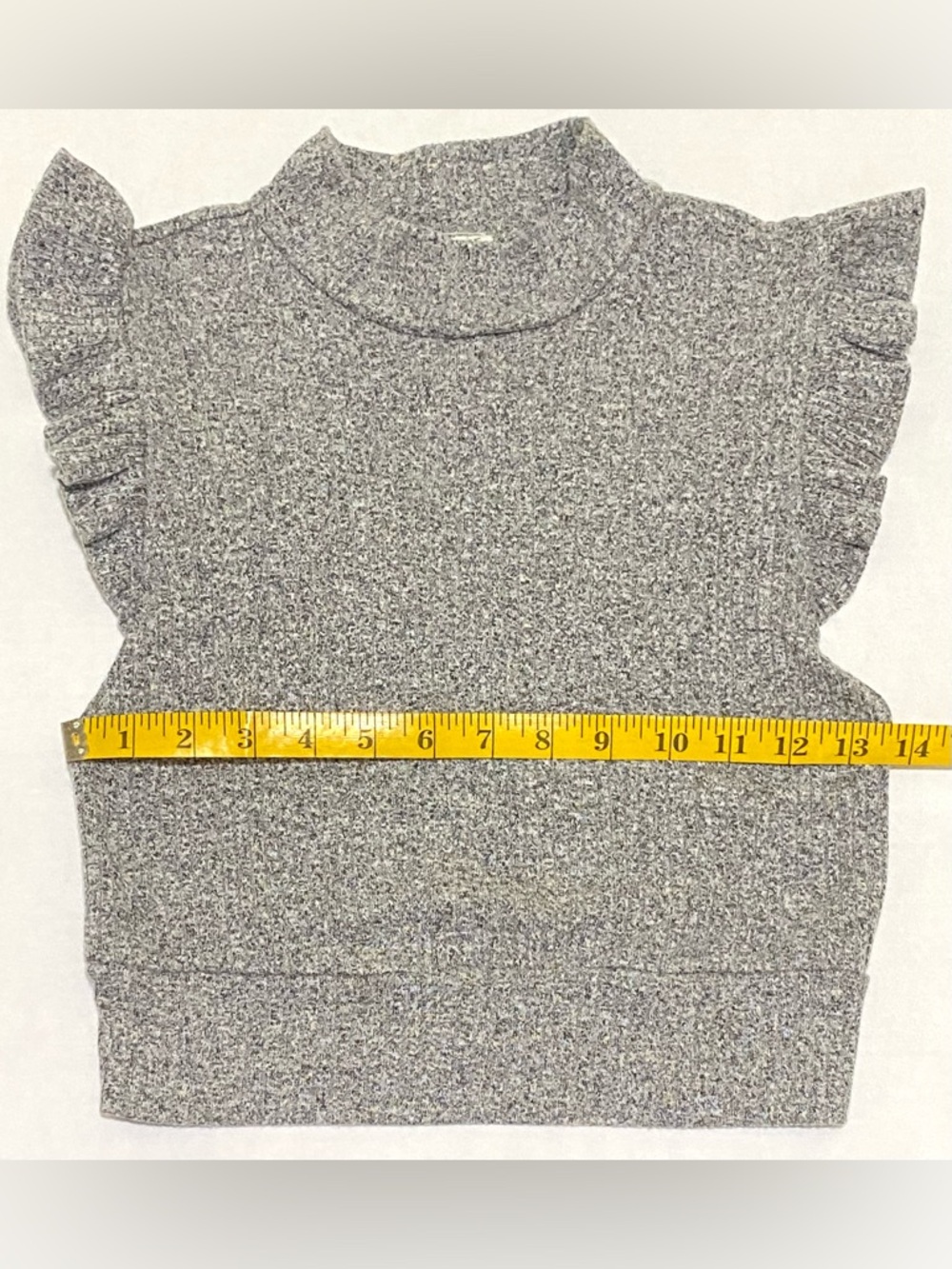 Free People Womens M Gray Flutter Sleeve Crop Sweater Boho Y2K Fairy Cottagecore - Picture 8 of 13